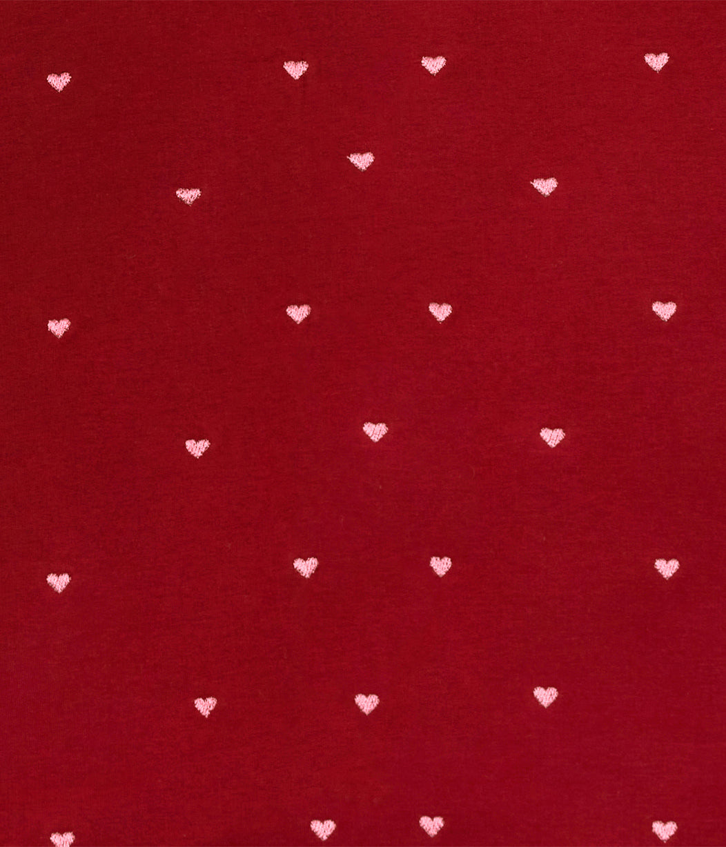 Swaddle Up™ 1.5 TOG Cotton Fleece Maroon Hearts Embroidery