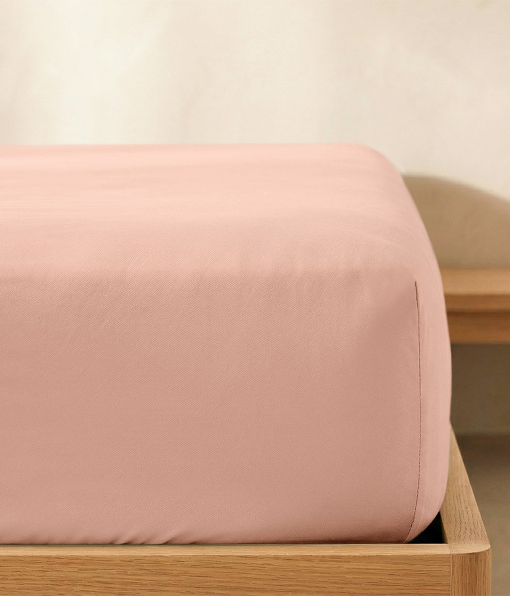 HushDry™ 2-in-1 Waterproof Fitted Super King Sheet Viscose from Bamboo Blush