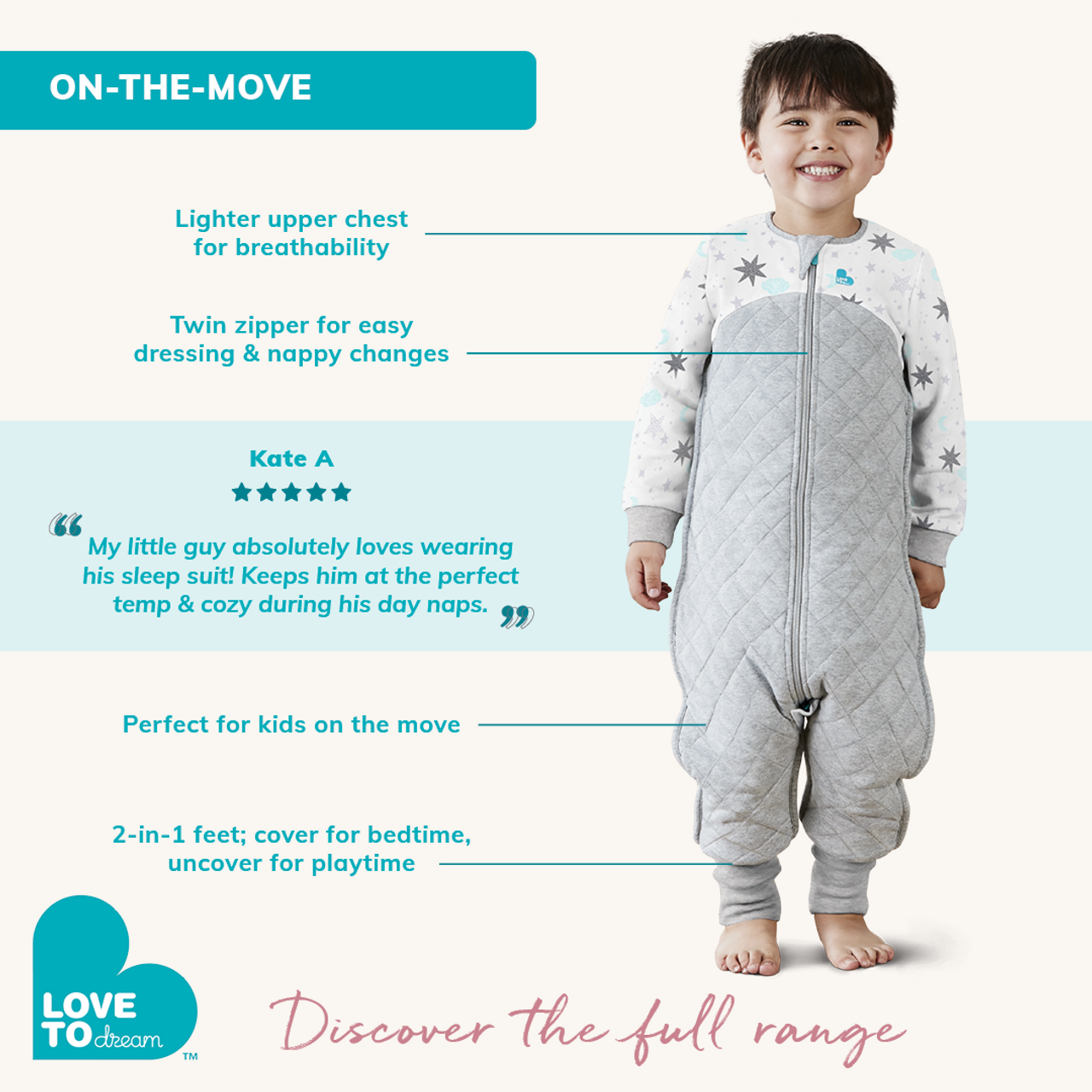 Sleep Suit Warm (24-27°C) Rose Stellar Organic Cotton