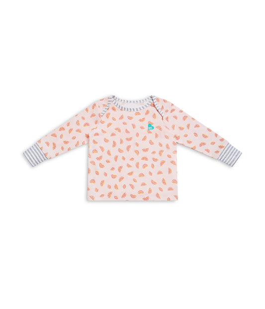 Kids Pyjama Set Long Sleeve Cotton Pink Sliced