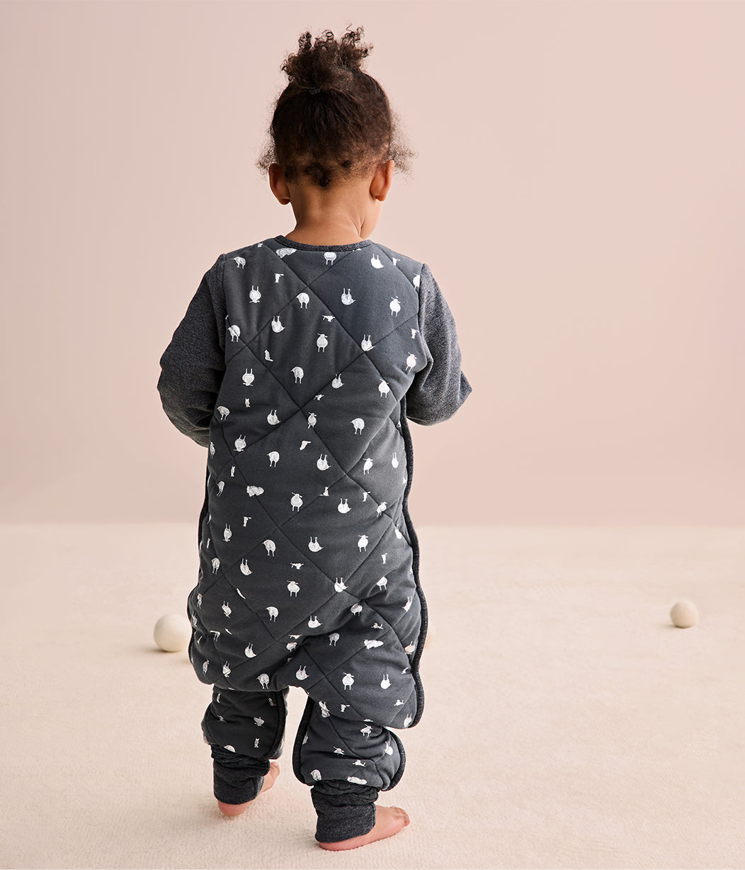 Sleep Suit Cool (16-20°C) Charcoal Lamb's Best Friend Quilted Organic Cotton/Filling 30% Merino Wool