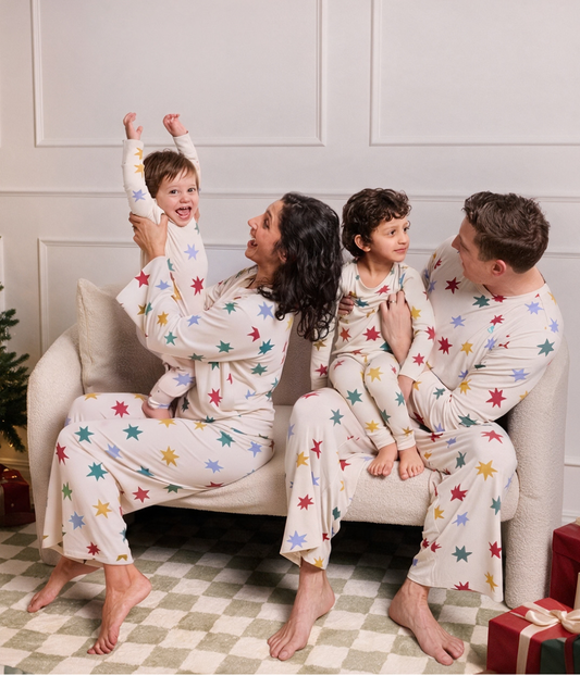Adults Pyjama Set Long Sleeve Viscose from Bamboo Tan Party Pop