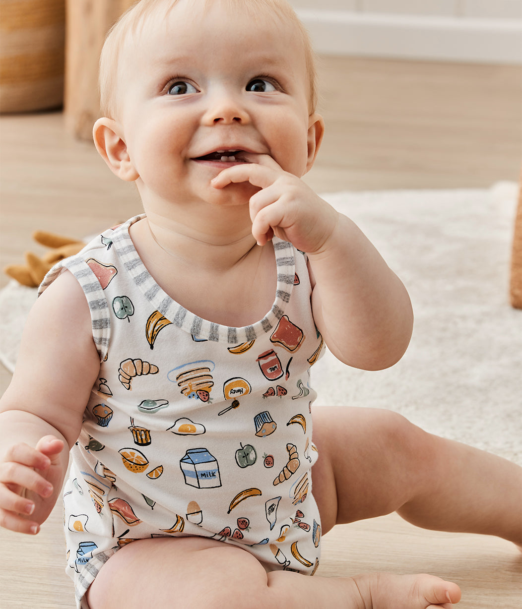 Bodysuit Sleeveless Breakfast White