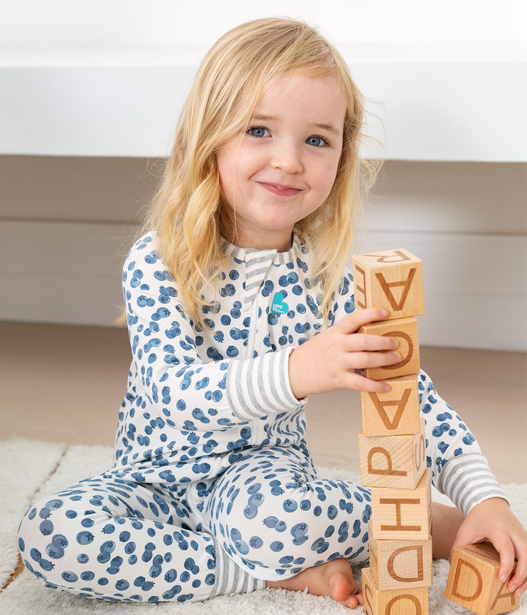 Footless Romper Denim Blueberries Cotton