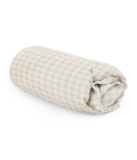 HushDry™ 2-in-1 Waterproof Fitted Side Sleeper Sheet Viscose from Bamboo Tan Houndstooth