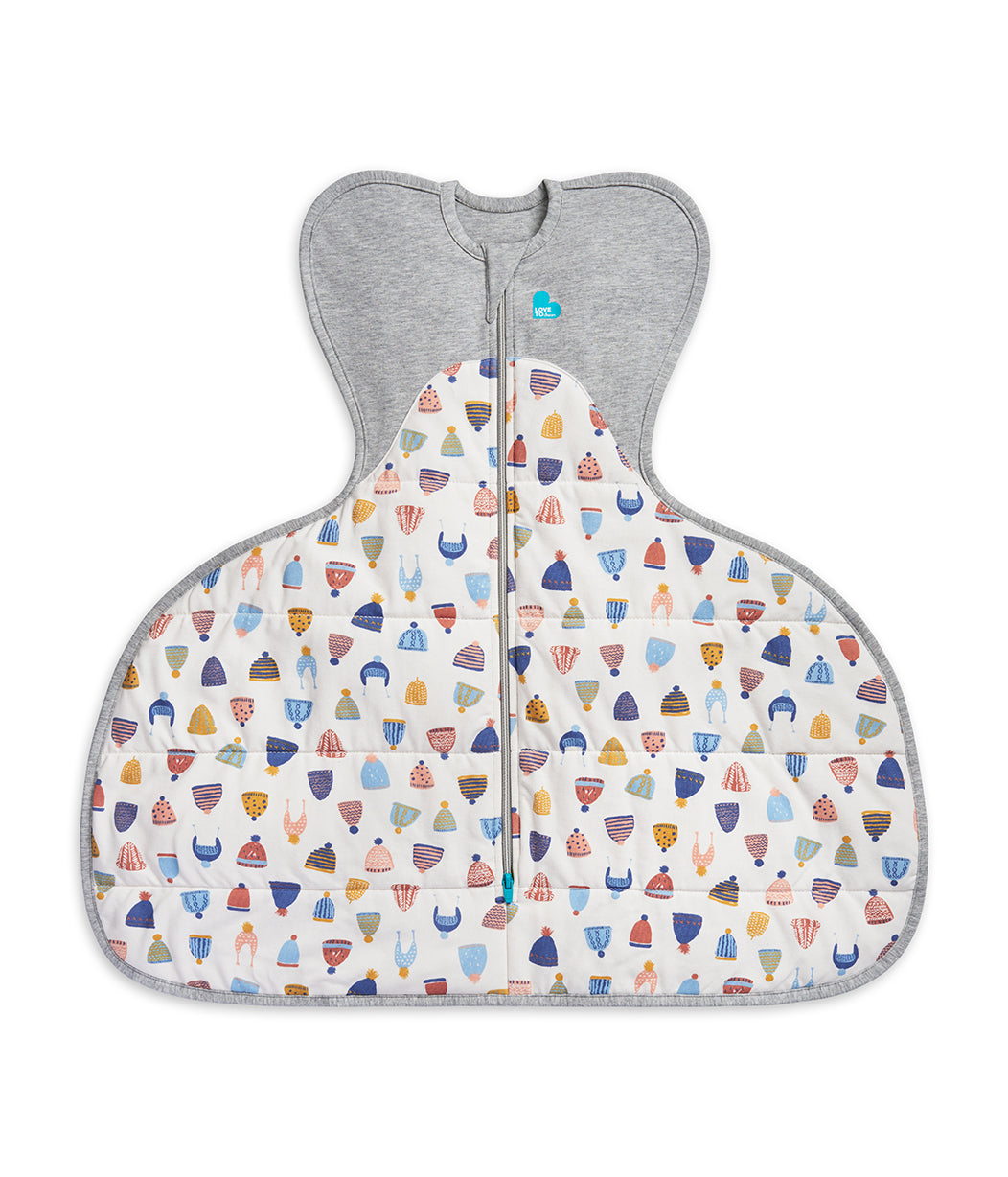 Swaddle Up™ Warm Hip Harness Happy Hats Print White