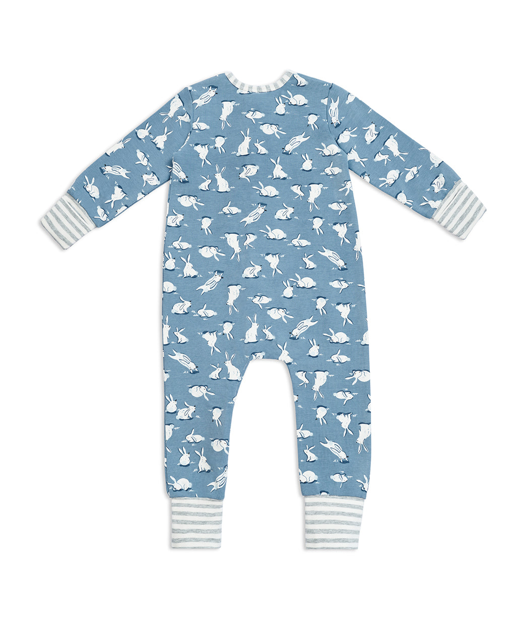 Footless Romper Blue Cottontail Cotton