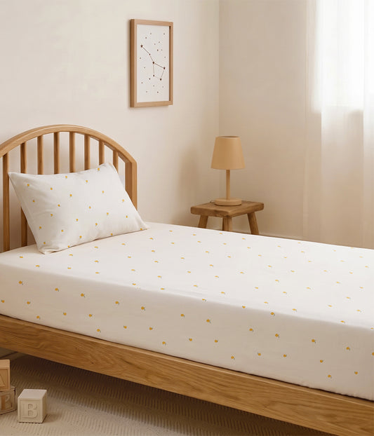 HushDry™ 2-in-1 Waterproof Fitted Single Sheet Viscose from Bamboo Cream Lemons