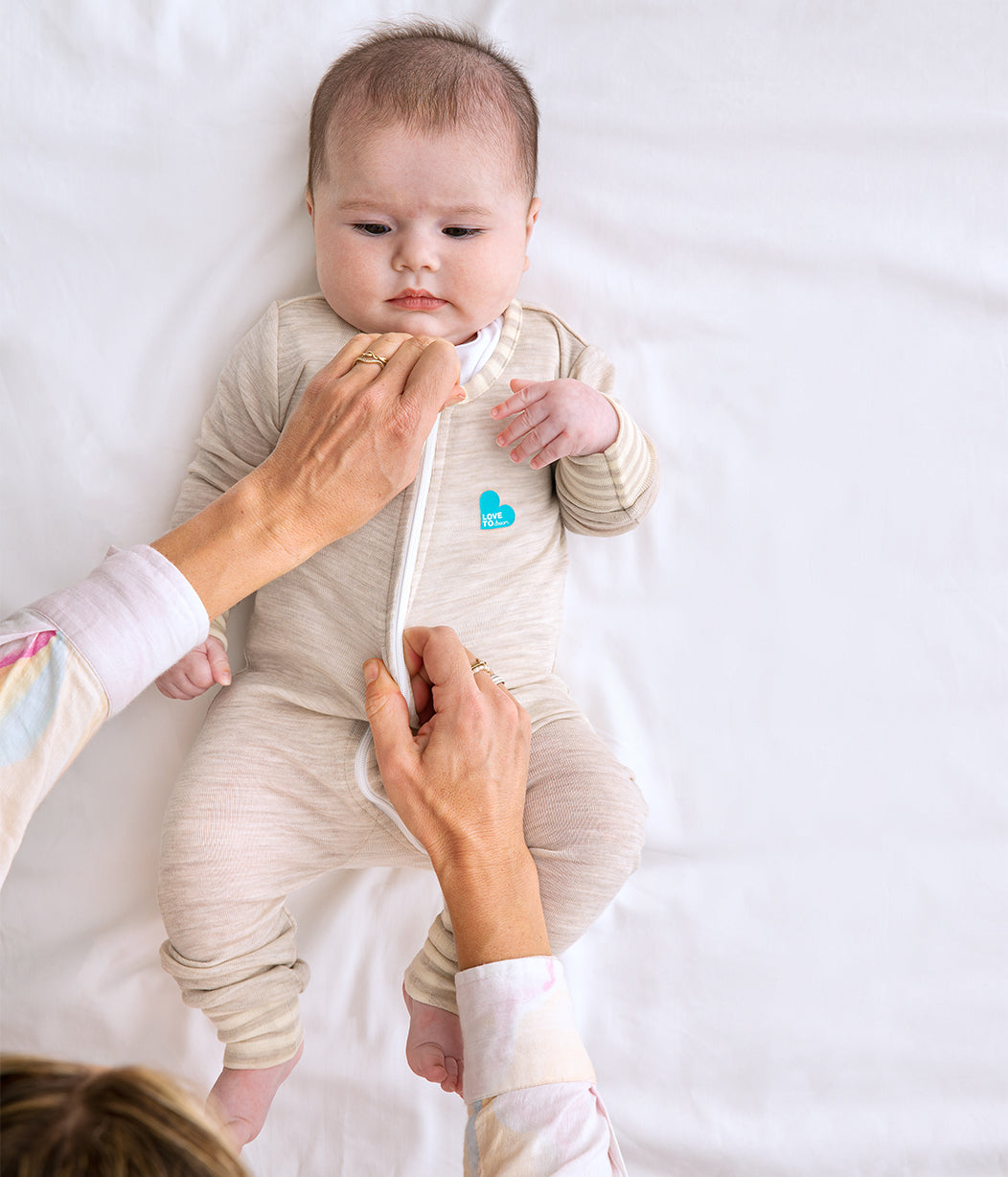 Footless Romper Oatmeal Merino Wool