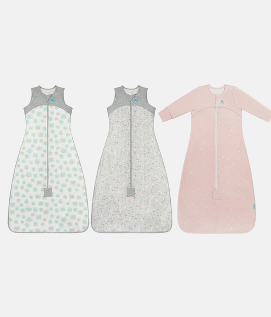 Sleep Bag Bundle | 0.2 | 1.0 TOG | Grey Seagull | White Fishbowl | Powder Pink Twinkle