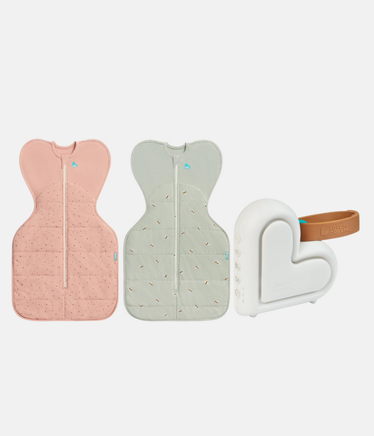 Sleep Machine Swaddle Up Starter Bundle | 2.5 TOG | Rose Pebbles | Olive Bees