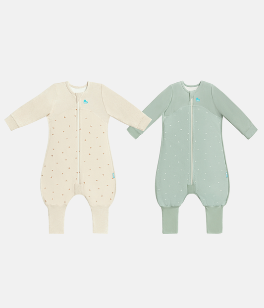 Sleep Suit 2 Piece Bundle | 1.5 TOG | Oatmeal Twigs | Olive Twigs