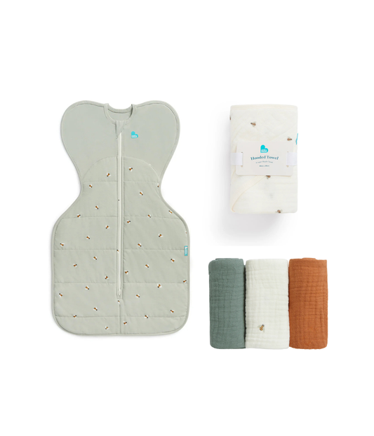 Newborn Essential Bath Bundle | 2.5 TOG | Olive Bees
