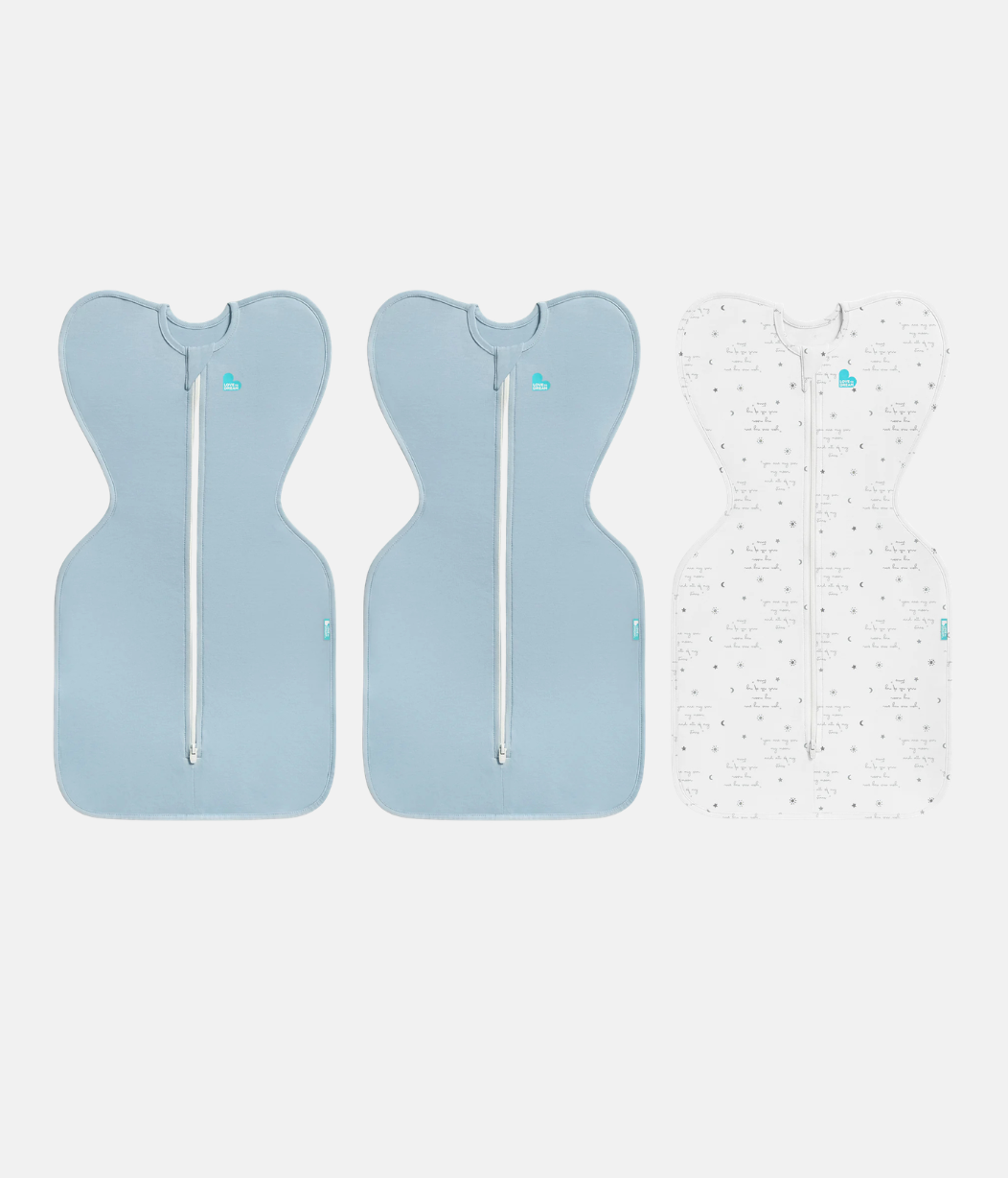 Swaddle Up Starter Bundle | 0.2 TOG | Soft Blue 2 | White you are my