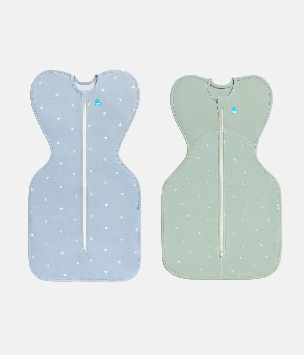 Swaddle Up Starter Bundle | 1.0 | 1.5 TOG | Mist Blue Boats | Olive Twigs