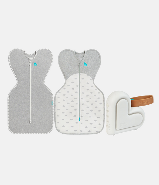 Sleep Machine Swaddle Up Starter Bundle | 1.0 | 1.5 TOG | Grey | White Mini Cloud