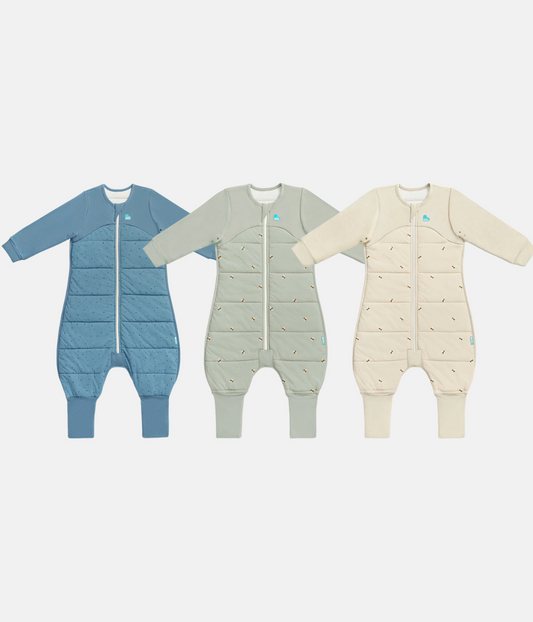 Sleep Suit Bundle | 2.5 TOG | Storm Blue Pebbles | Olive Bees | Oatmeal Bees