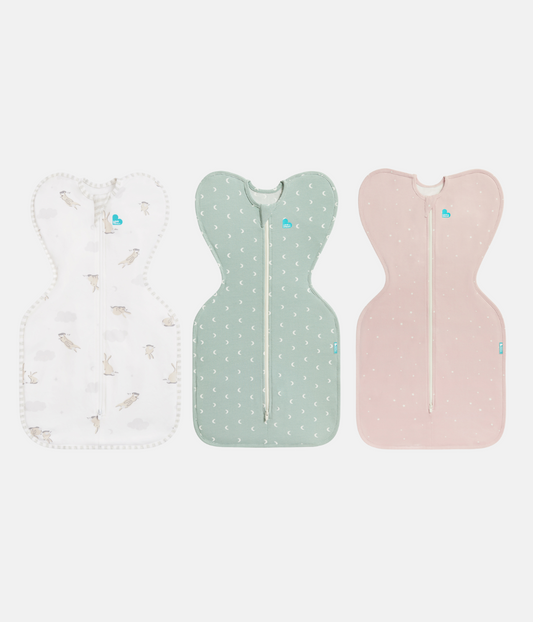 Swaddle Up Starter Bundle | 1.0 TOG | White Cloud Bunnies | Olive Moon | Powder Pink Twinkle