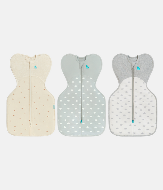 Swaddle Up Starter Bundle | 1.5 TOG | Oatmeal Twigs | Olive Mini Cloud | White Mini Cloud