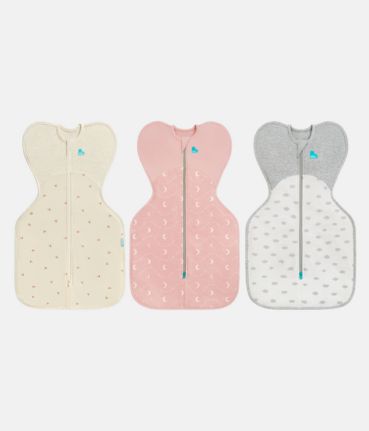 Swaddle Up Starter Bundle | 1.5 TOG | Oatmeal Twigs | Pink Moon | White Mini Cloud