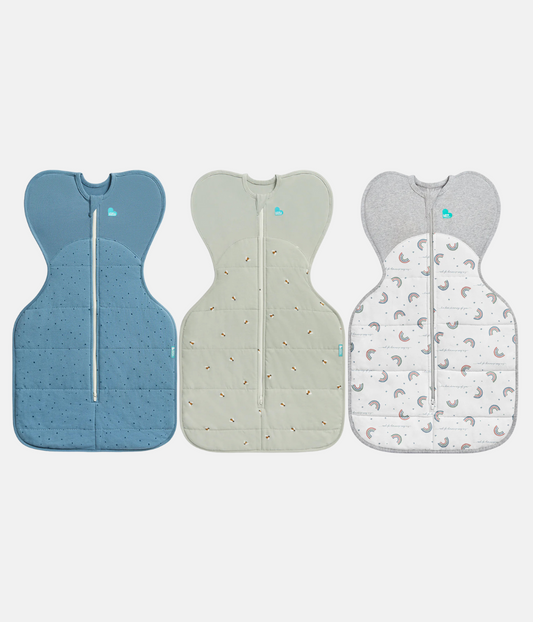 Swaddle Up Starter Bundle | 2.5 TOG | Blue Pebbles | Olive Bees | White Rainbow