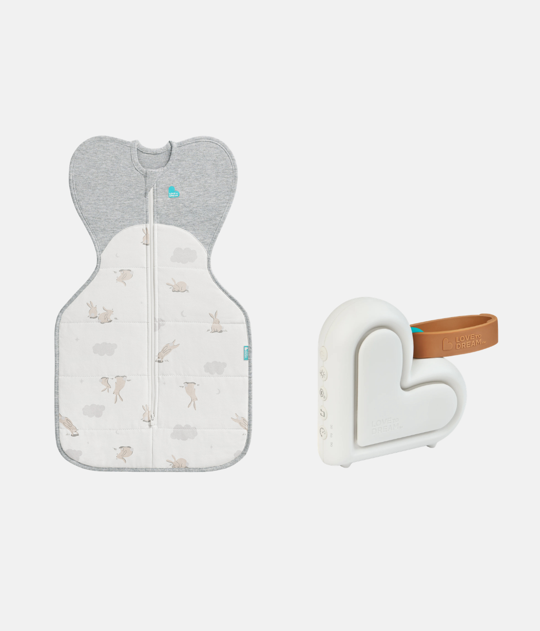 Sleep Machine Swaddle Up Starter Bundle | 2.5 TOG | White Cloud Bunnies
