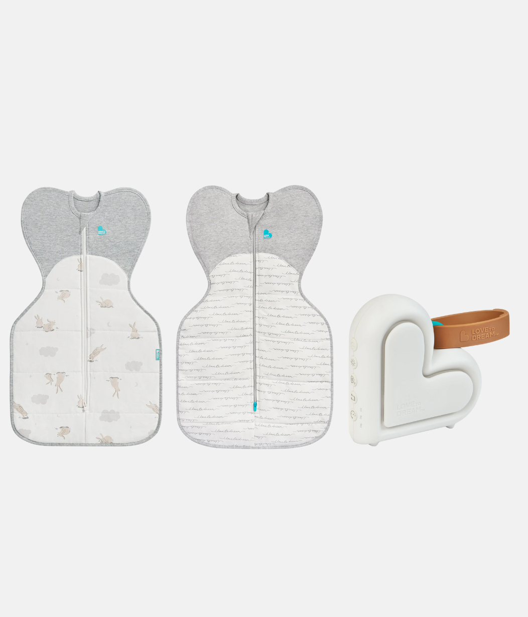 Sleep Machine Swaddle Up Starter Bundle | 2.5 TOG | White Cloud Bunnies | White Dreamer