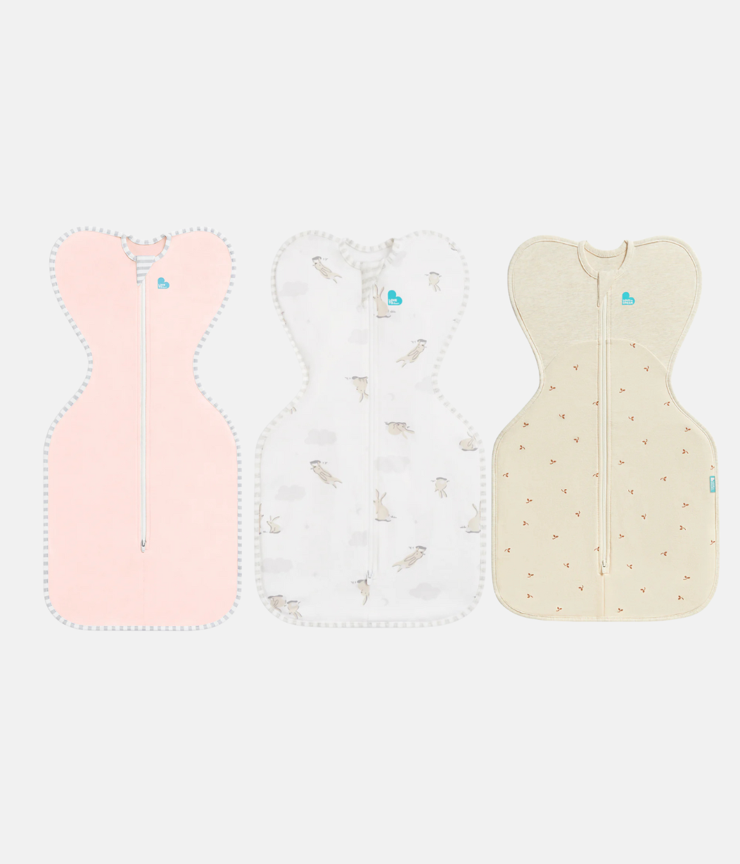 Swaddle Up Starter Bundle 1.0 | 1.5 TOG | Dusty Pink | White Cloud Bunnies | Oatmeal Twigs