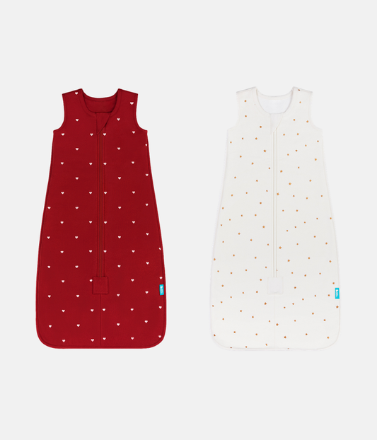 Sleep Bag Bundle | 1. 5 TOG | Maroon Hearts | Buff Twinkle