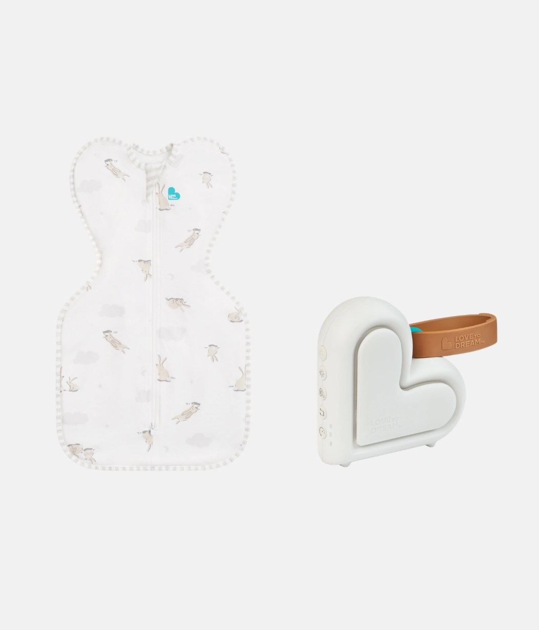 Sleep Machine Swaddle Up Starter Bundle | 1.0 TOG | White Cloud Bunnies