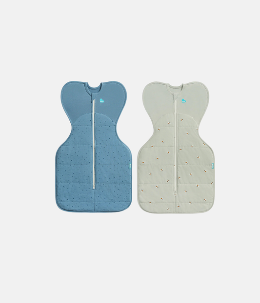 Swaddle Up Starter Bundle 2 Pack | 2.5 TOG | Storm Blue Pebbles | Olive Bees