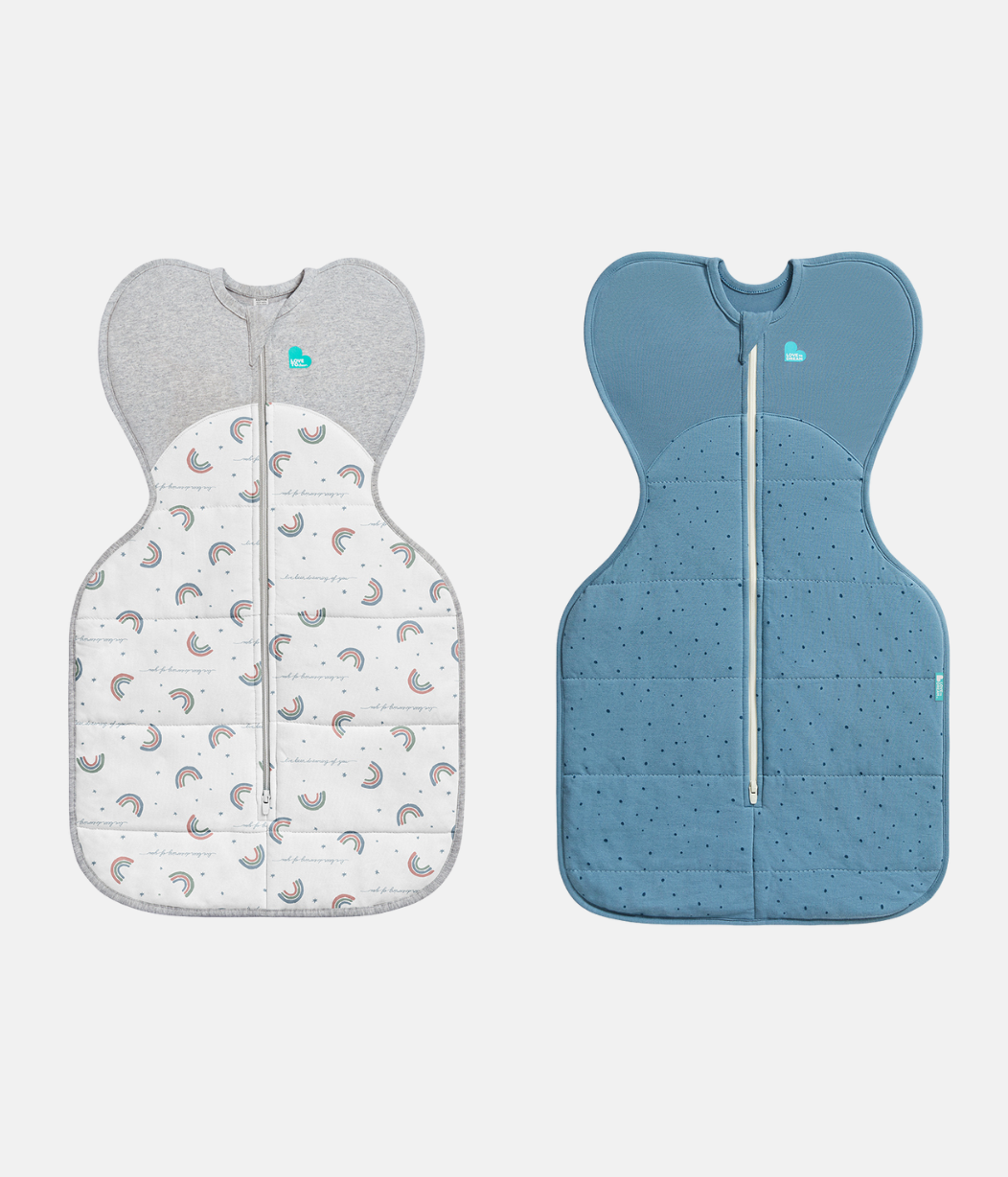 Swaddle Up Starter Bundle 2 Pack | 2.5 TOG | White Rainbow | Storm Blue Pebbles