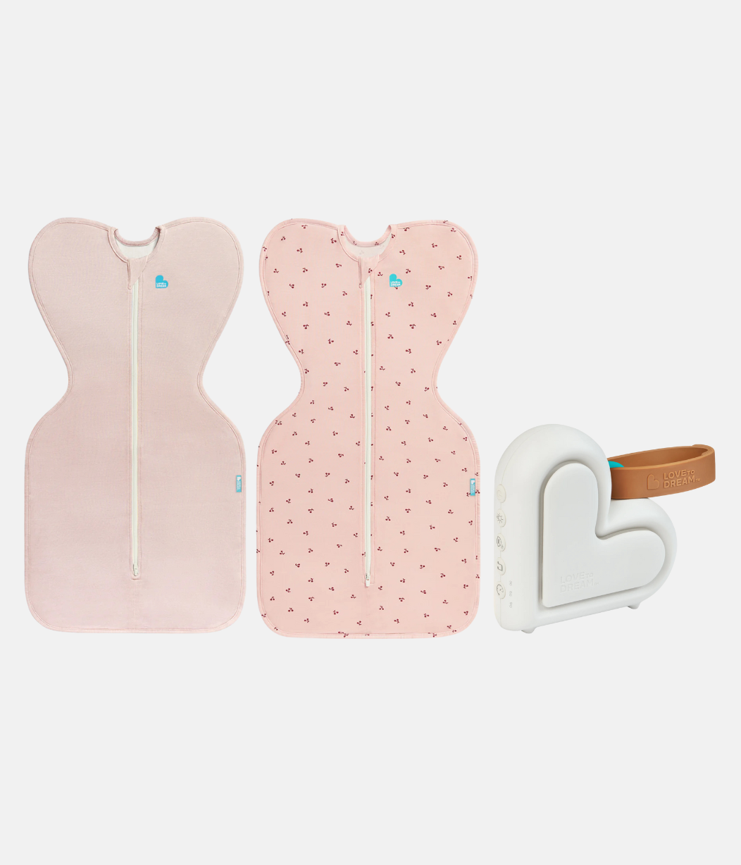 Sleep Machine Swaddle Up Starter Bundle | 0.2 | 1.0 TOG | Blush | Blush Cherries