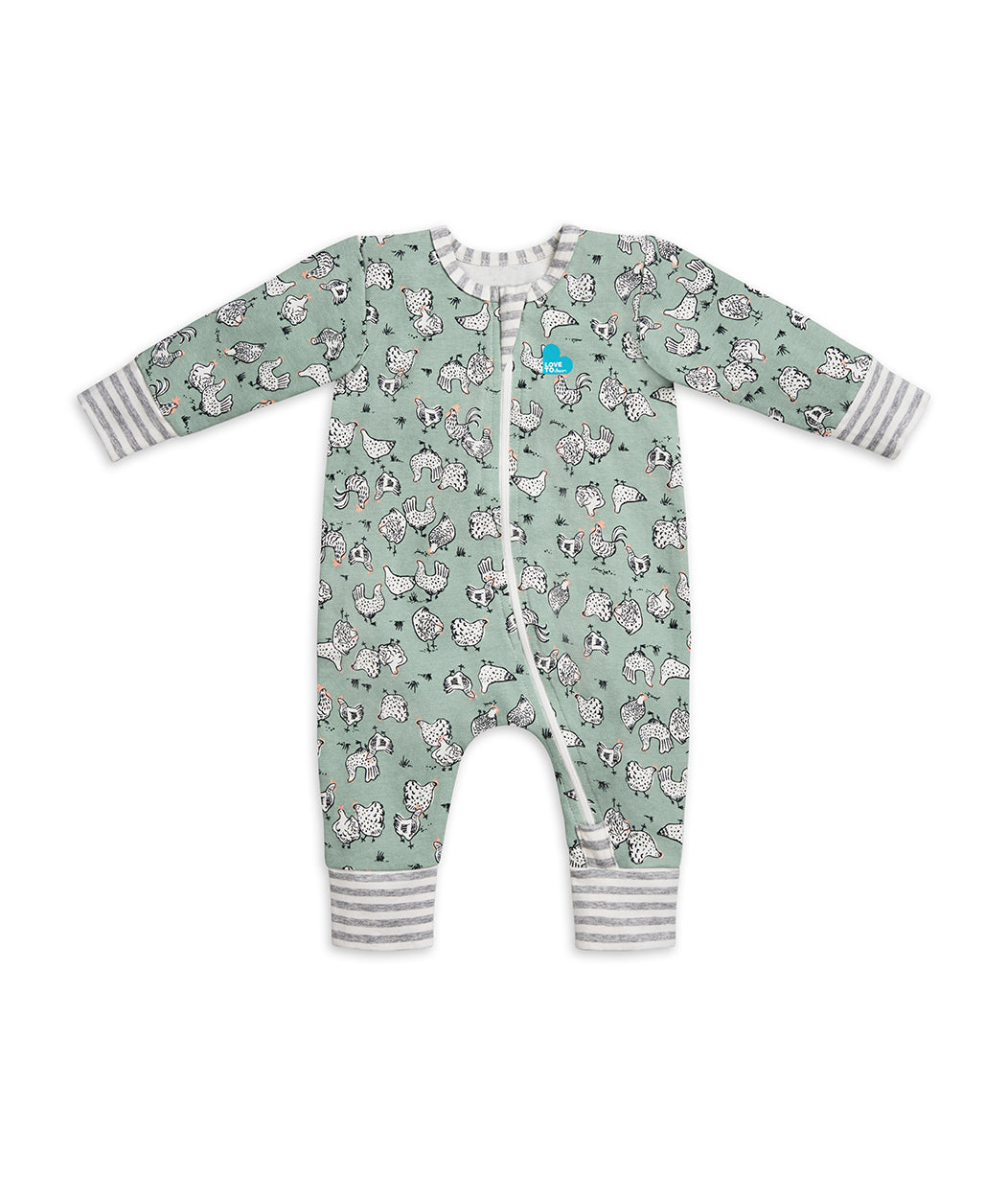 Footless Romper Olive Chicken Run Cotton