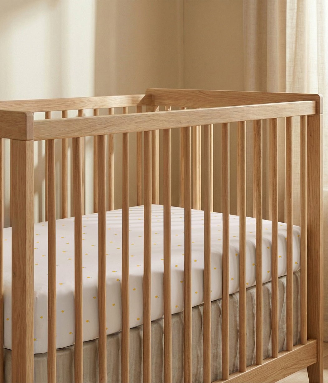 HushDry™ 2-in-1 Waterproof Fitted Cot Bed Sheet Viscose from Bamboo Cream Lemons