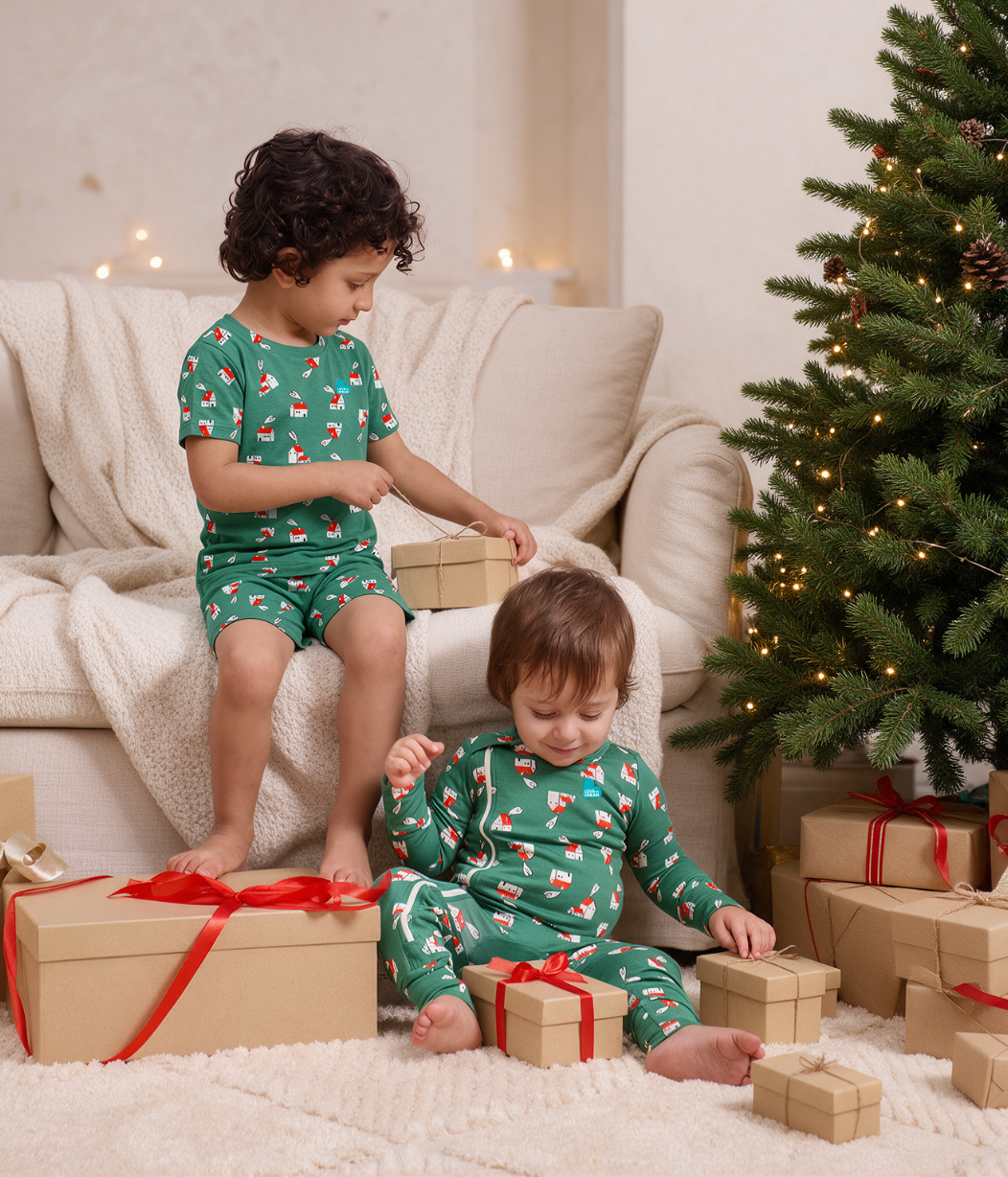 Kids Pyjama Set Long Sleeve Viscose from Bamboo Green Home Sweet Home