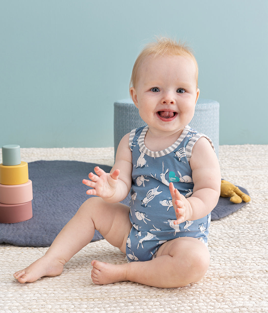 Bodysuit Sleeveless Blue Cottontail Cotton