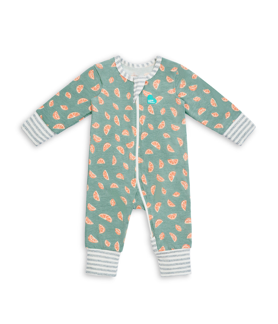 Footless Romper Green Sliced Cotton