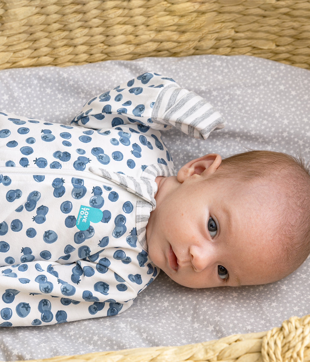 Footless Romper Denim Blueberries Cotton