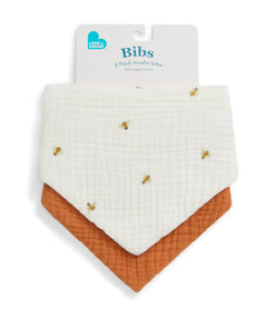 Bib 2 Pack Muslin Cream Bees