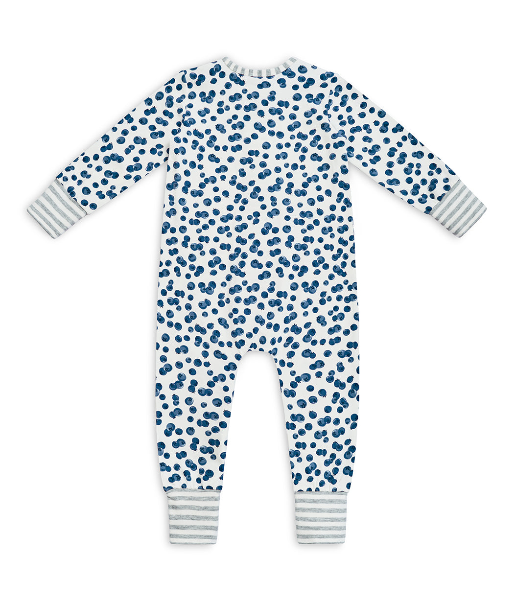 Footless Romper Blueberries White