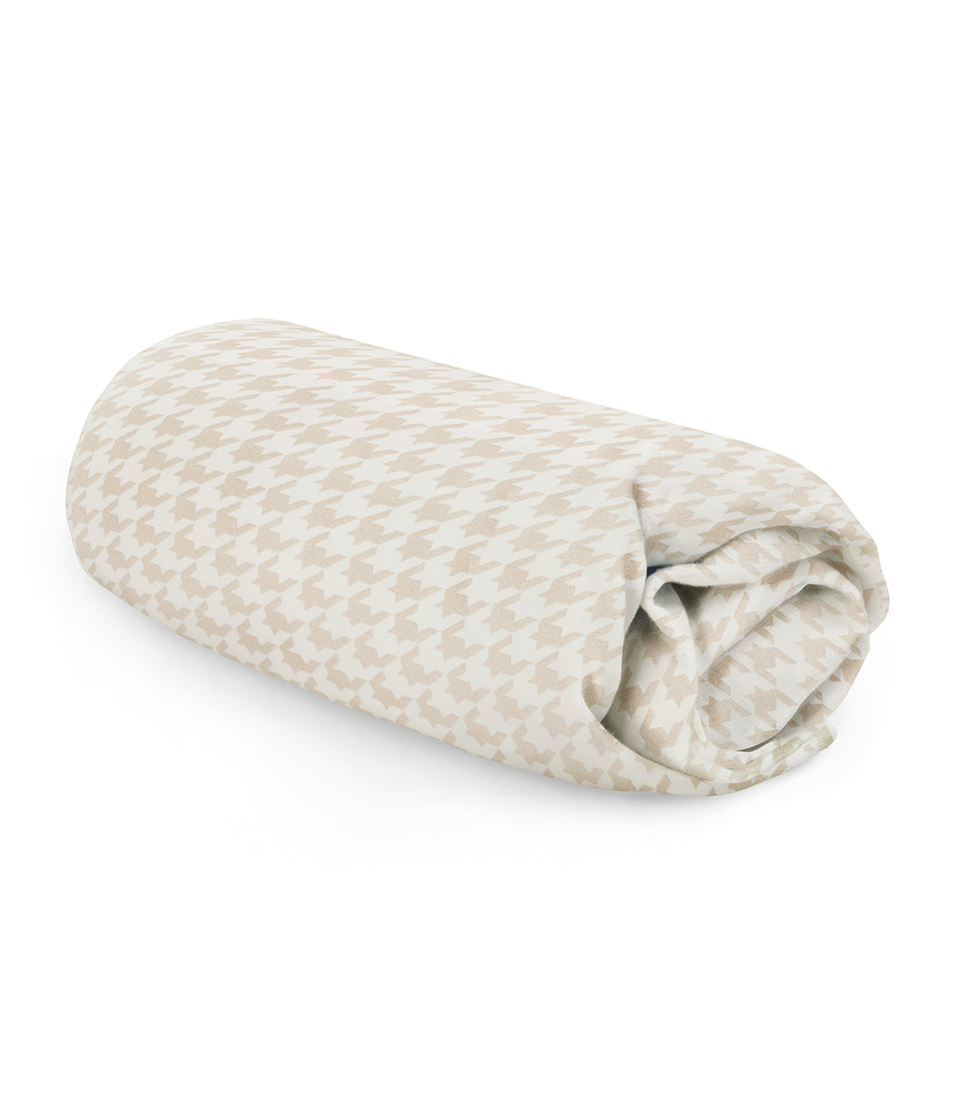 HushDry™ 2-in-1 Waterproof Fitted Cot Bed Sheet Viscose from Bamboo Tan Houndstooth