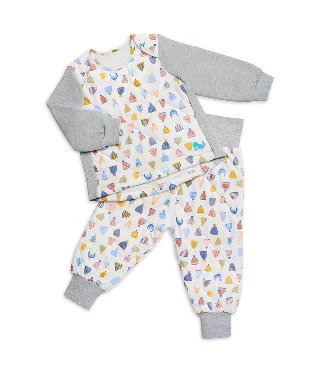 Two-Piece Sleep Suit Warm Happy Hats Print White