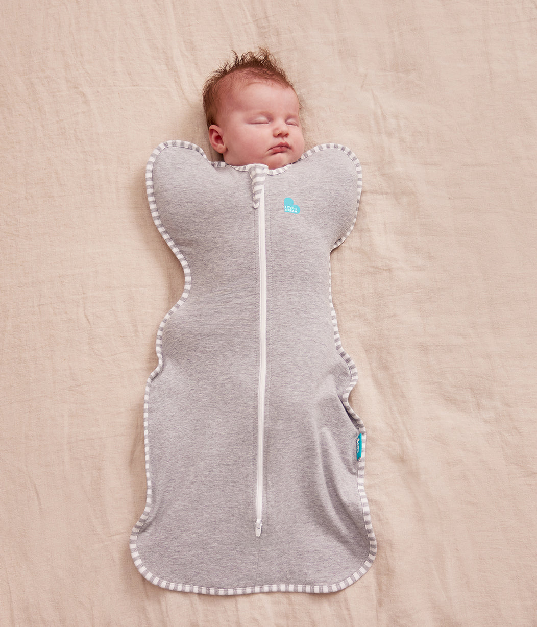 Sleep Machine Swaddle Up Starter Bundle | 1.0 | 1.5 TOG | Grey | Dusty Pink Moon and Back