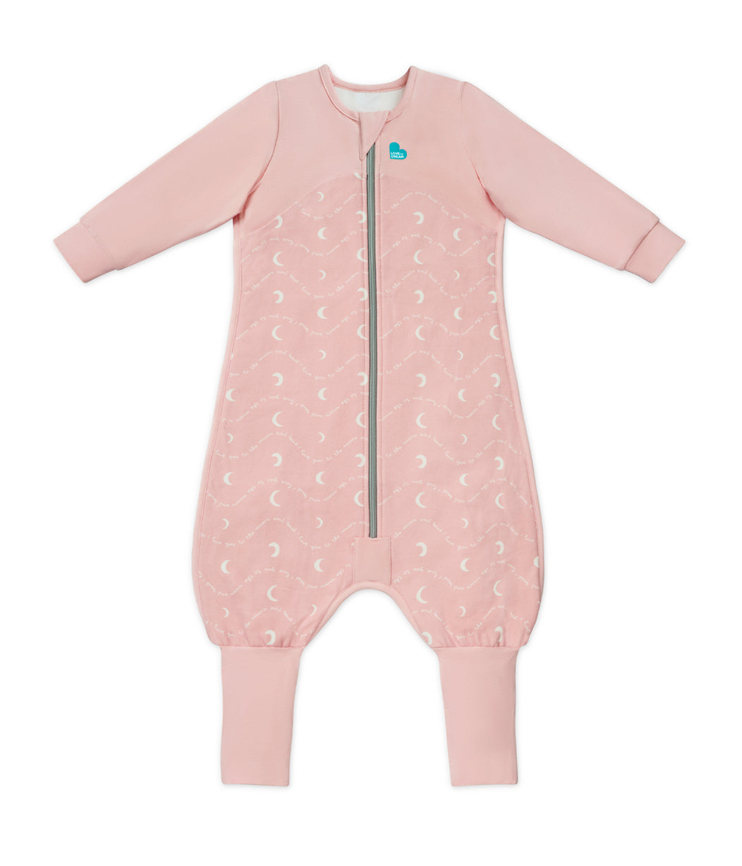 Sleep Suit Long Sleeve 1.5 TOG Cotton Dusty Pink Moon and Back