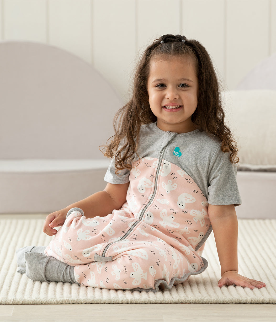 Sleep Suit Short Sleeve Mild (18-24°C) Rose Doves Organic Cotton Fleece