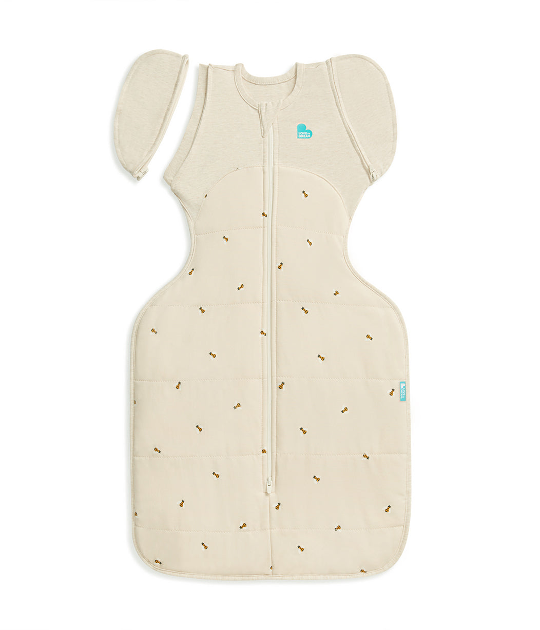Swaddle Up™ 2-in-1 Early Roller Transition Bag 2.5 TOG Cotton Oatmeal Bees