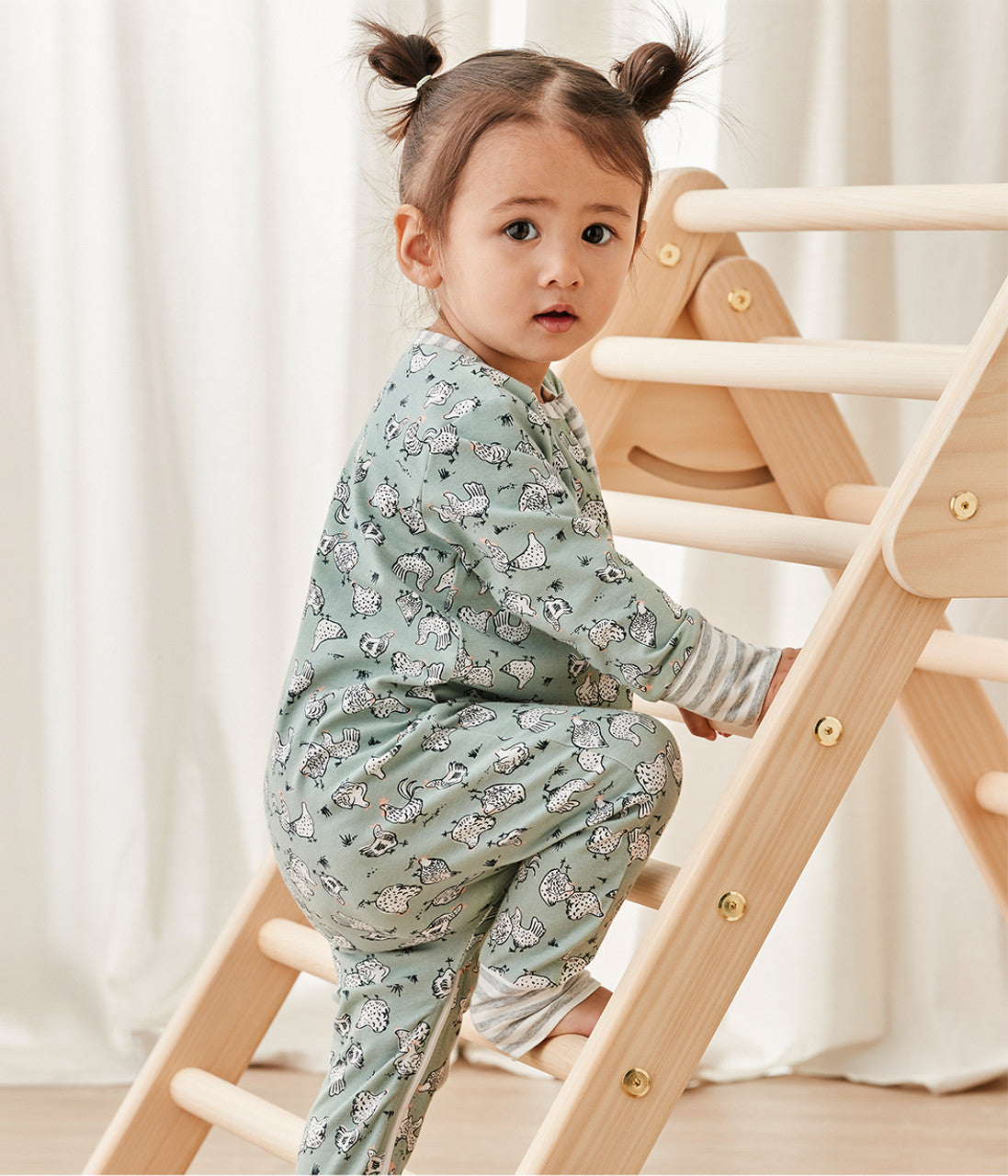 Footless Romper Olive Chicken Run Cotton