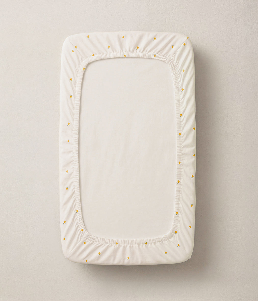 HushDry™ 2-in-1 Waterproof Fitted Side Sleeper Sheet Viscose from Bamboo Cream Lemons