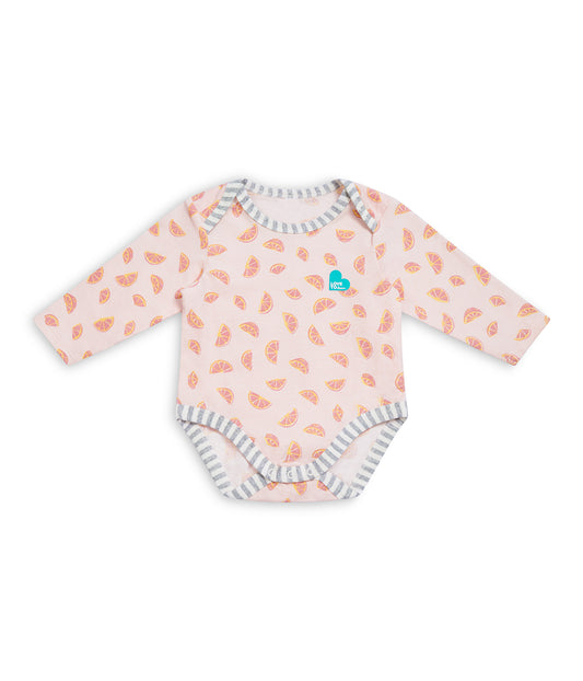 Bodysuit Long Sleeve Cotton Pink Sliced